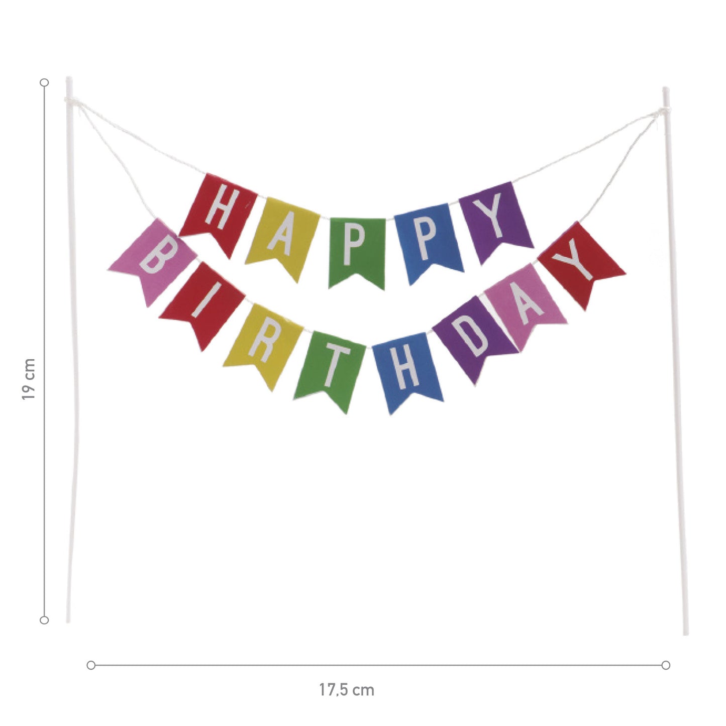 CAKE TOPPER BANDERAS HAPPY BIRTHDAY 20x13 CM