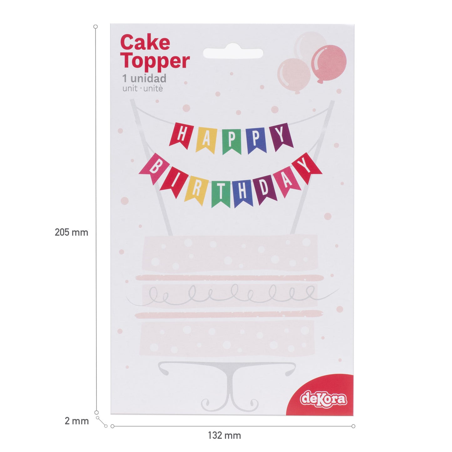CAKE TOPPER BANDERAS HAPPY BIRTHDAY 20x13 CM
