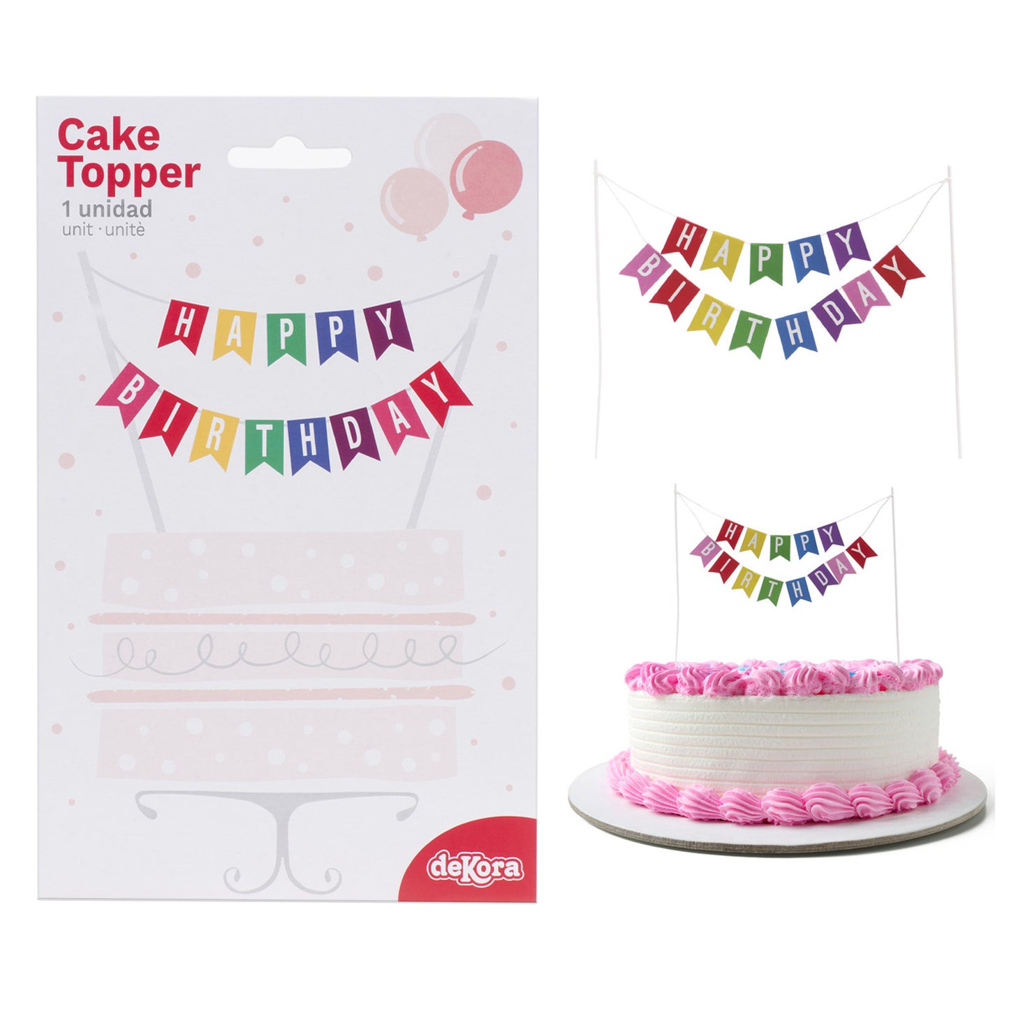 CAKE TOPPER BANDERAS HAPPY BIRTHDAY 20x13 CM