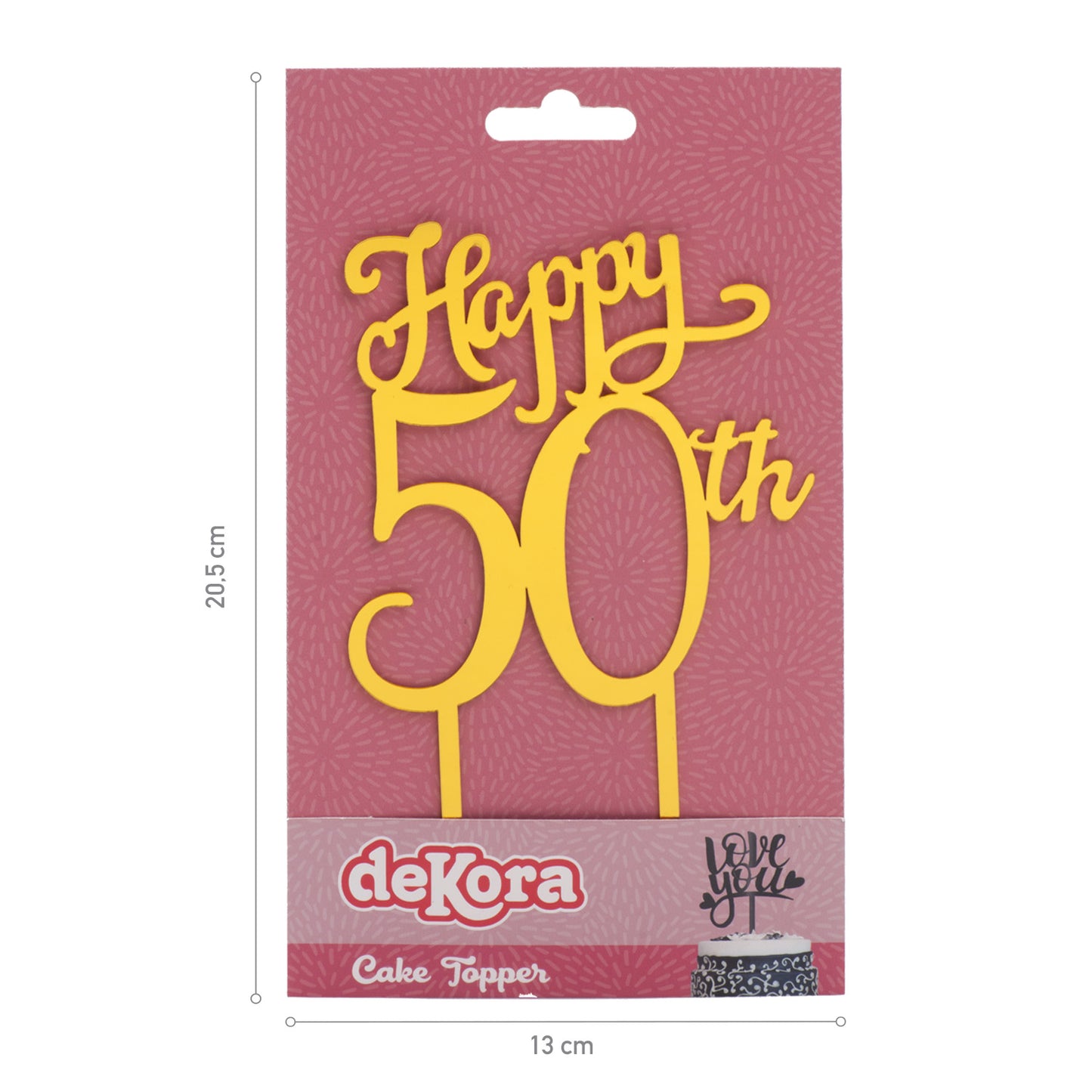 CAKE TOPPER DORADO 50 ANIVERSARIO 16X10CM