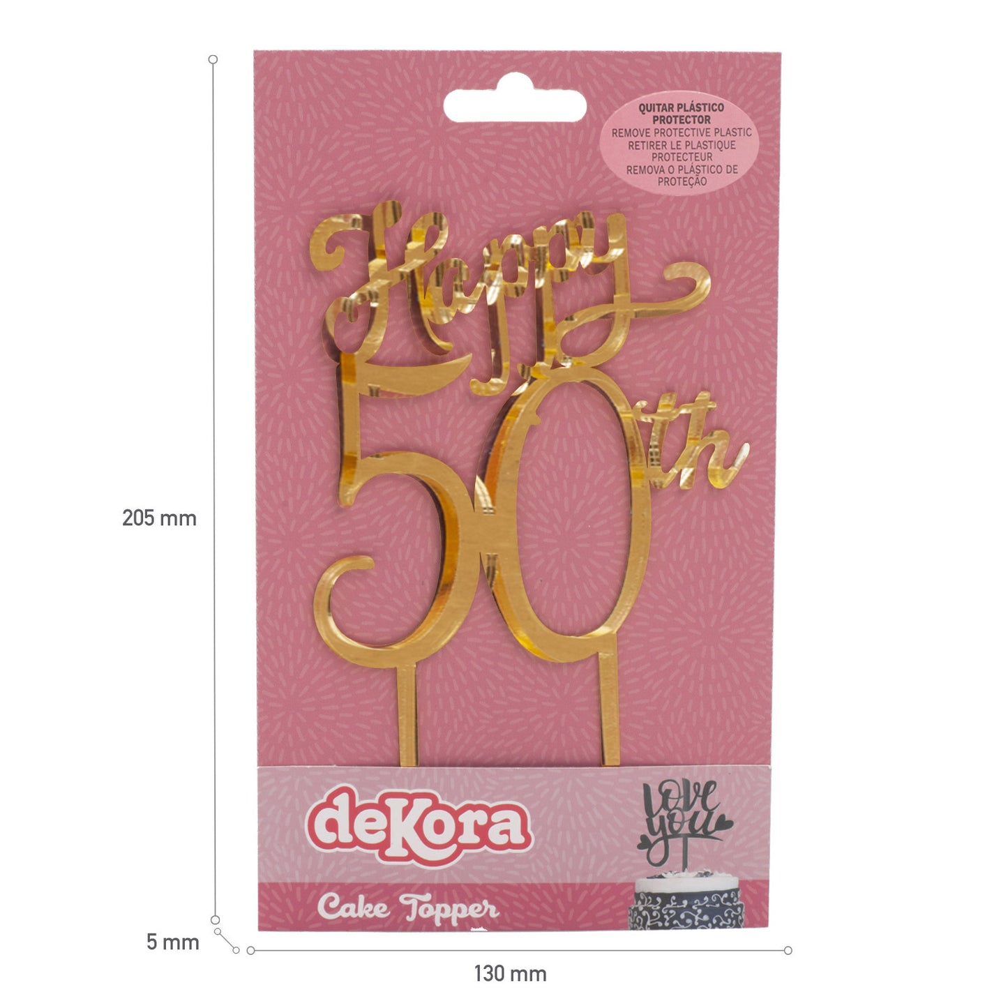 CAKE TOPPER DORADO 50 ANIVERSARIO 16X10CM