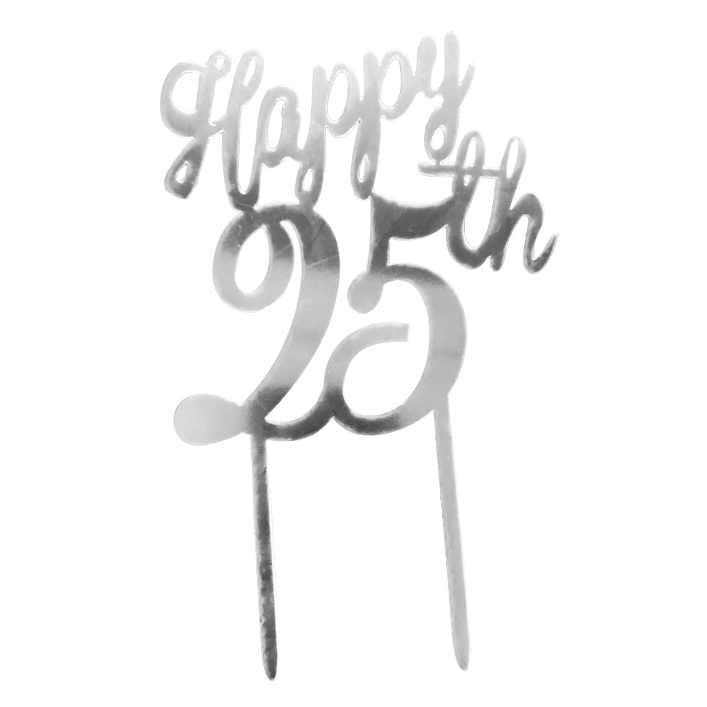 CAKE TOPPER PLATEADO 25 ANIVERSARIO 16X10CM