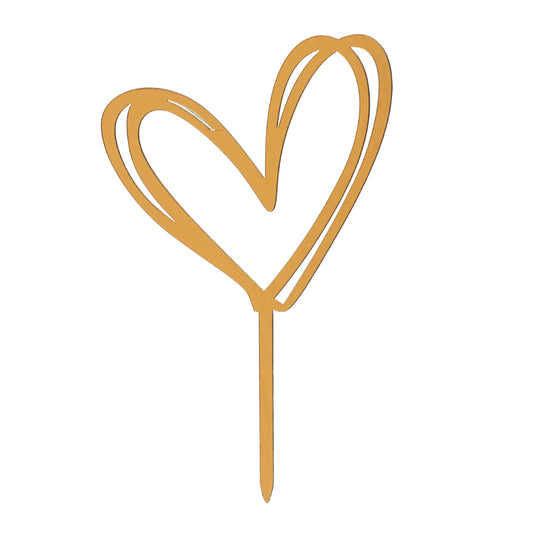 CAKE TOPPER DOBLE CORAZÓN ORO 10,5 x 15CM