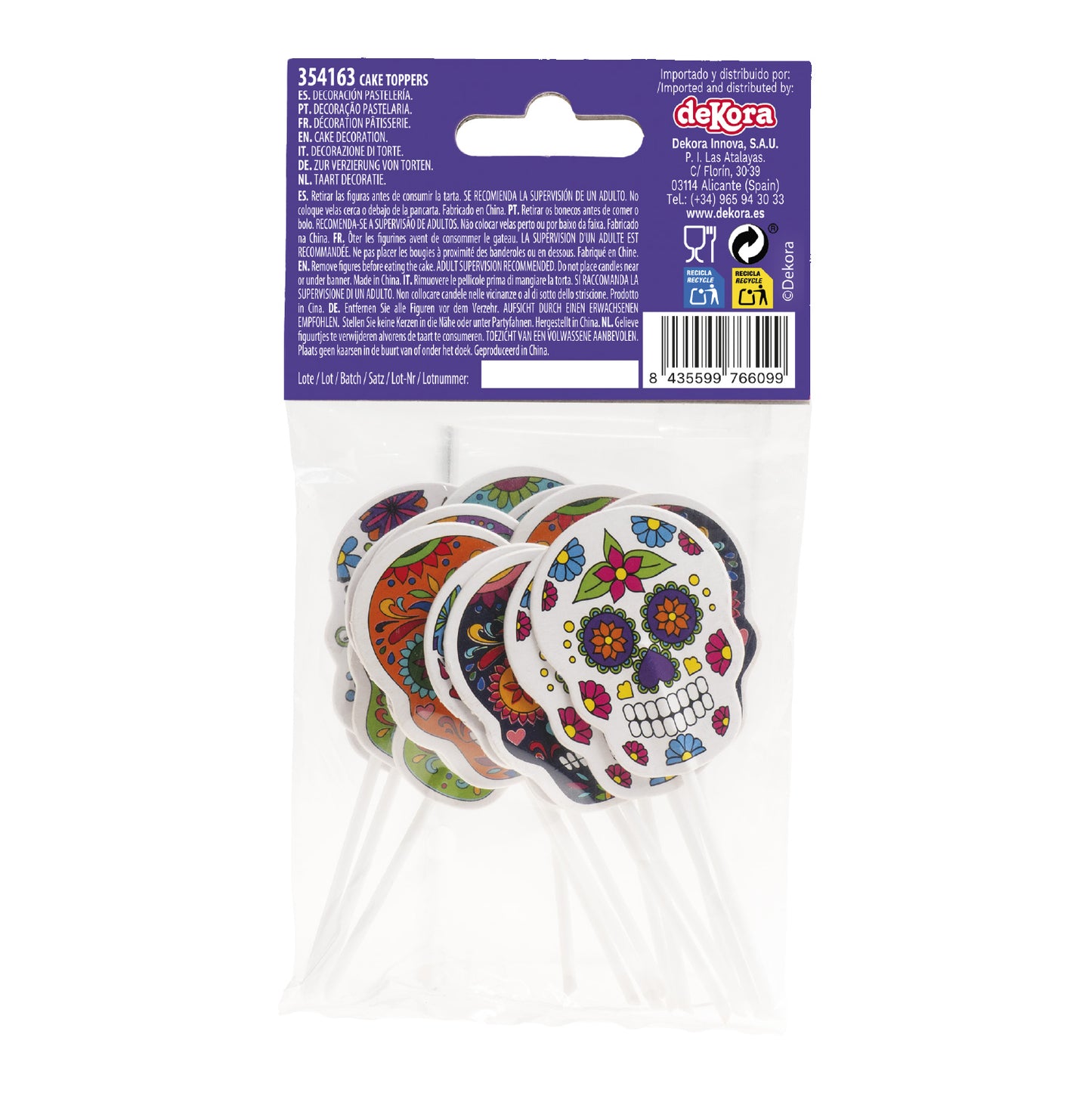 CUPCAKE TOPPERS PAPEL CALAVERAS HALLOWEEN - 16 UD