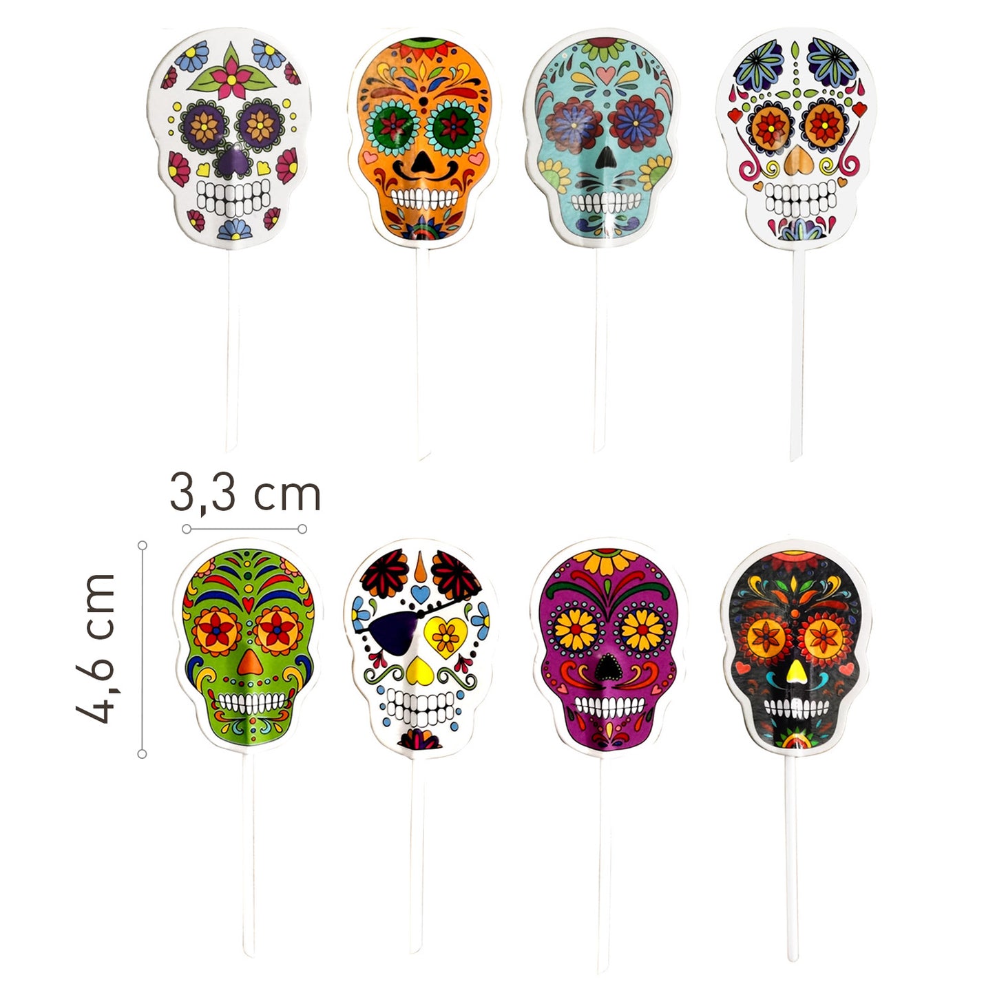 CUPCAKE TOPPERS PAPEL CALAVERAS HALLOWEEN - 16 UD