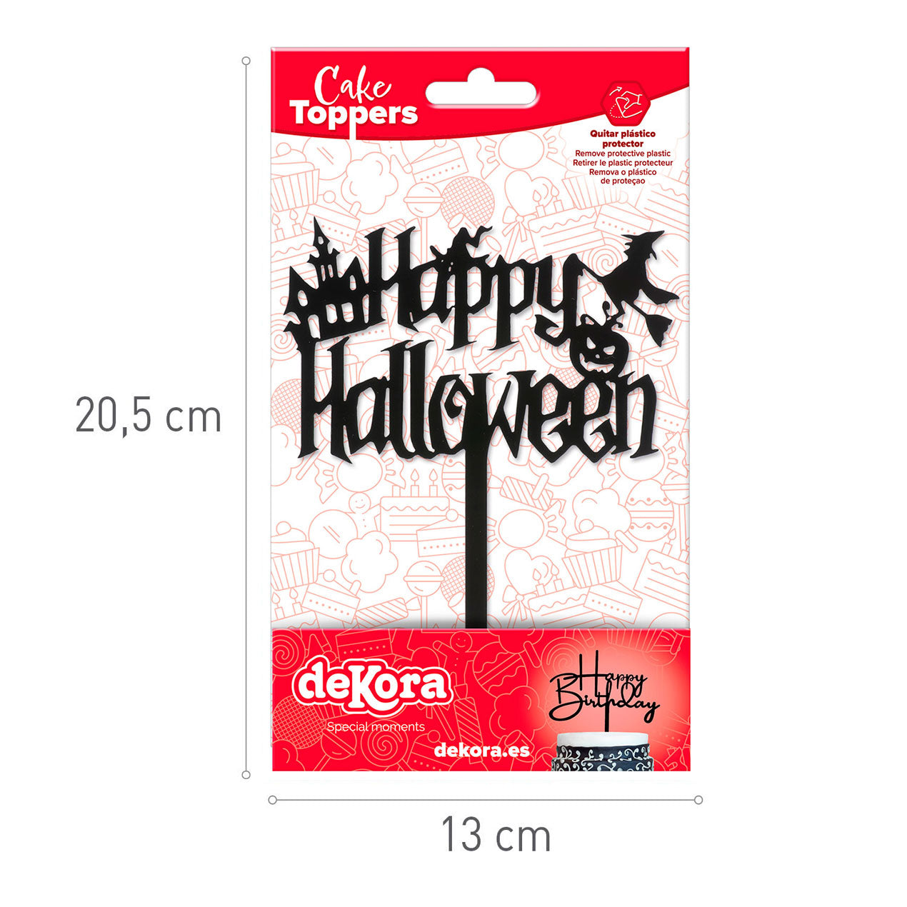 CAKE TOPPER HAPPY HALLOWEEN BRUJA 11,5X14CM
