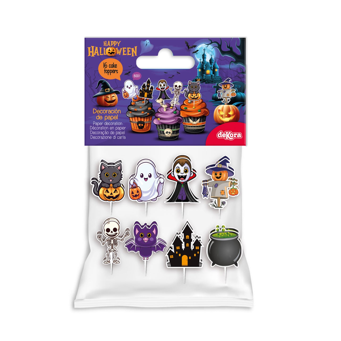 CUPCAKE TOPPERS PAPEL SURTIDO HALLOWEEN - 16 UD