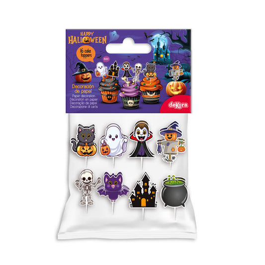 CUPCAKE TOPPERS PAPEL SURTIDO HALLOWEEN - 16 UD