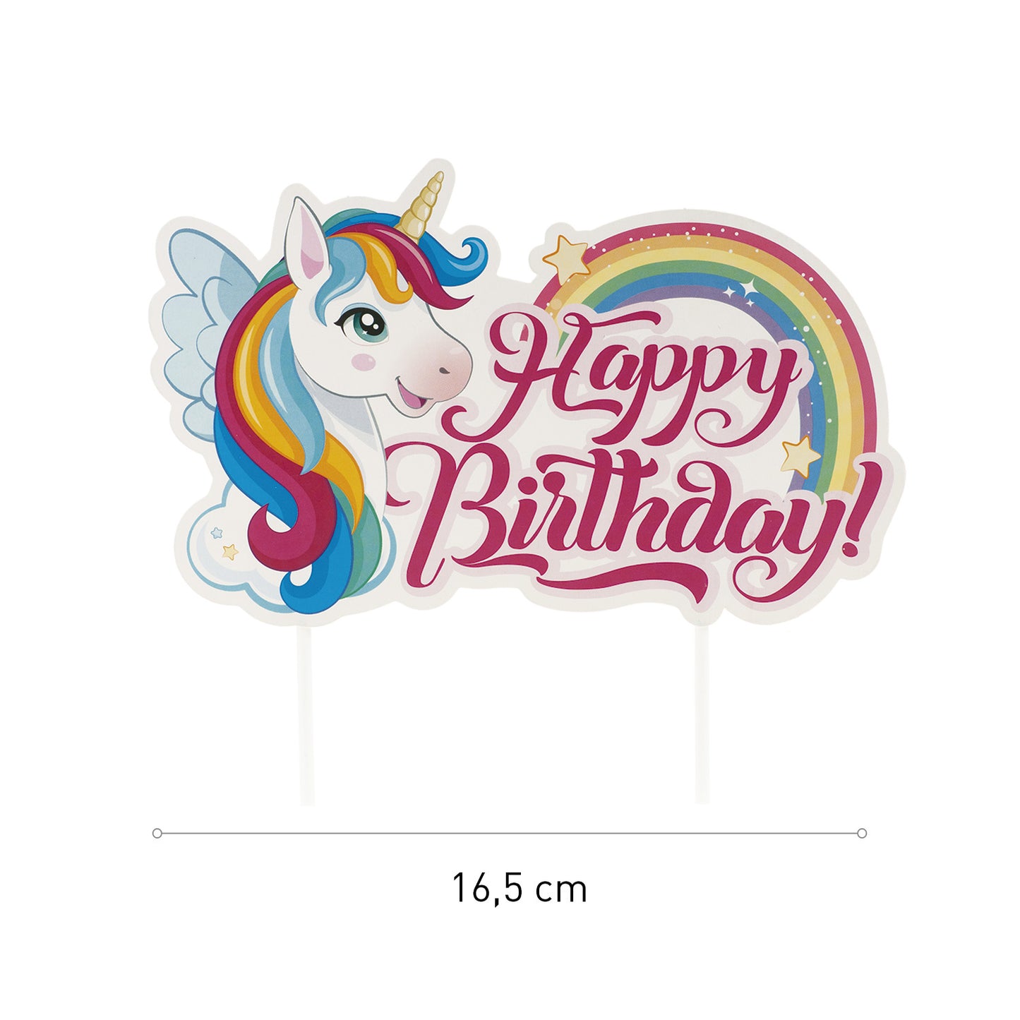 CAKE TOPPER PAPEL UNICORNIO 17,5 CM
