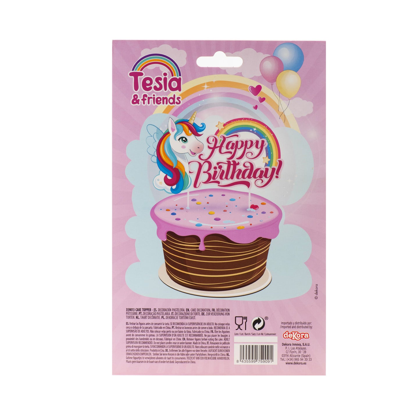 CAKE TOPPER PAPEL UNICORNIO 17,5 CM