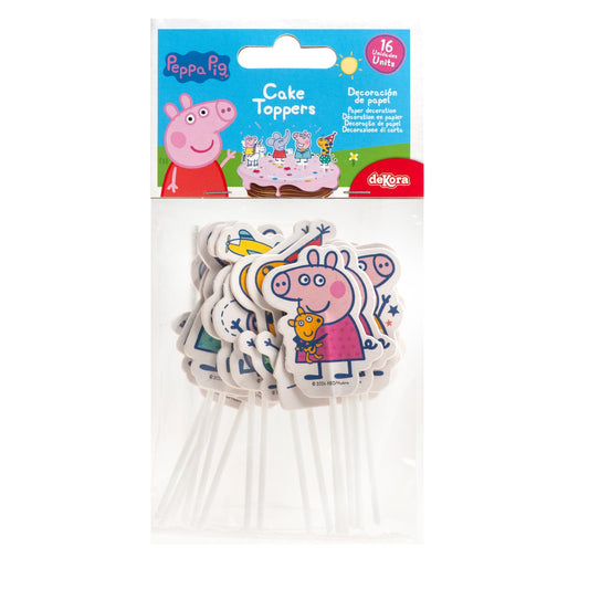 CUPCAKE TOPPERS PAPEL PEPPA PIG 16 UNIDADES