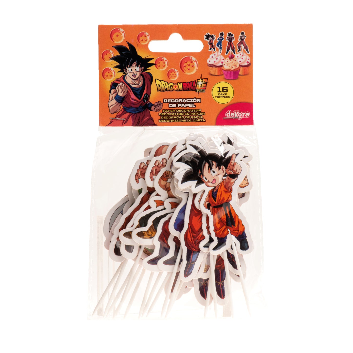 CUPCAKE TOPPERS PAPEL DRAGON BALL 16 UNIDADES