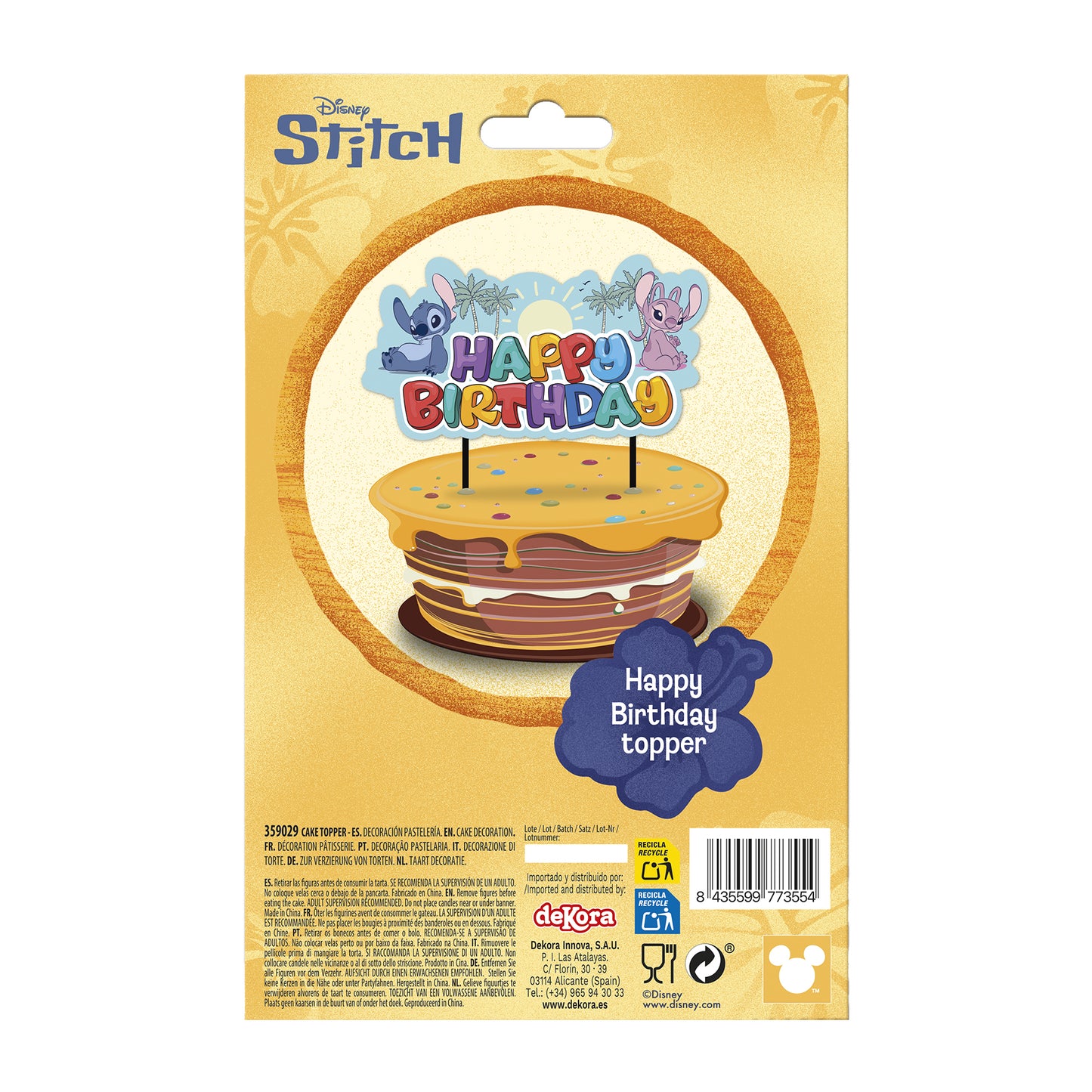 CAKE TOPPER PAPEL STITCH & ANGEL 17,5 CM