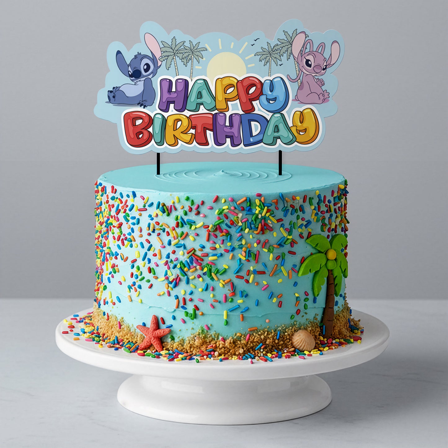 CAKE TOPPER PAPEL STITCH & ANGEL 17,5 CM
