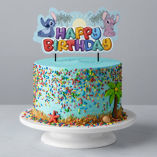 CAKE TOPPER PAPEL STITCH & ANGEL 17,5 CM