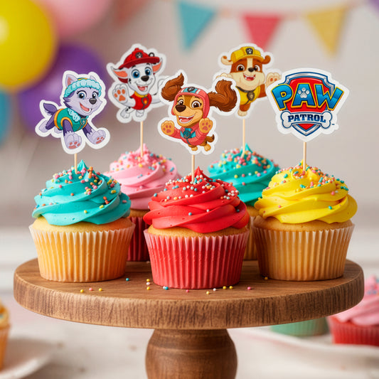 CUPCAKE TOPPERS PAPEL PATRULLA CANINA - 16 Unidades