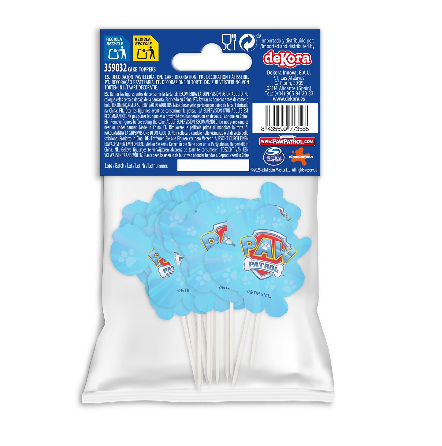 CUPCAKE TOPPERS PAPEL PATRULLA CANINA - 16 Unidades