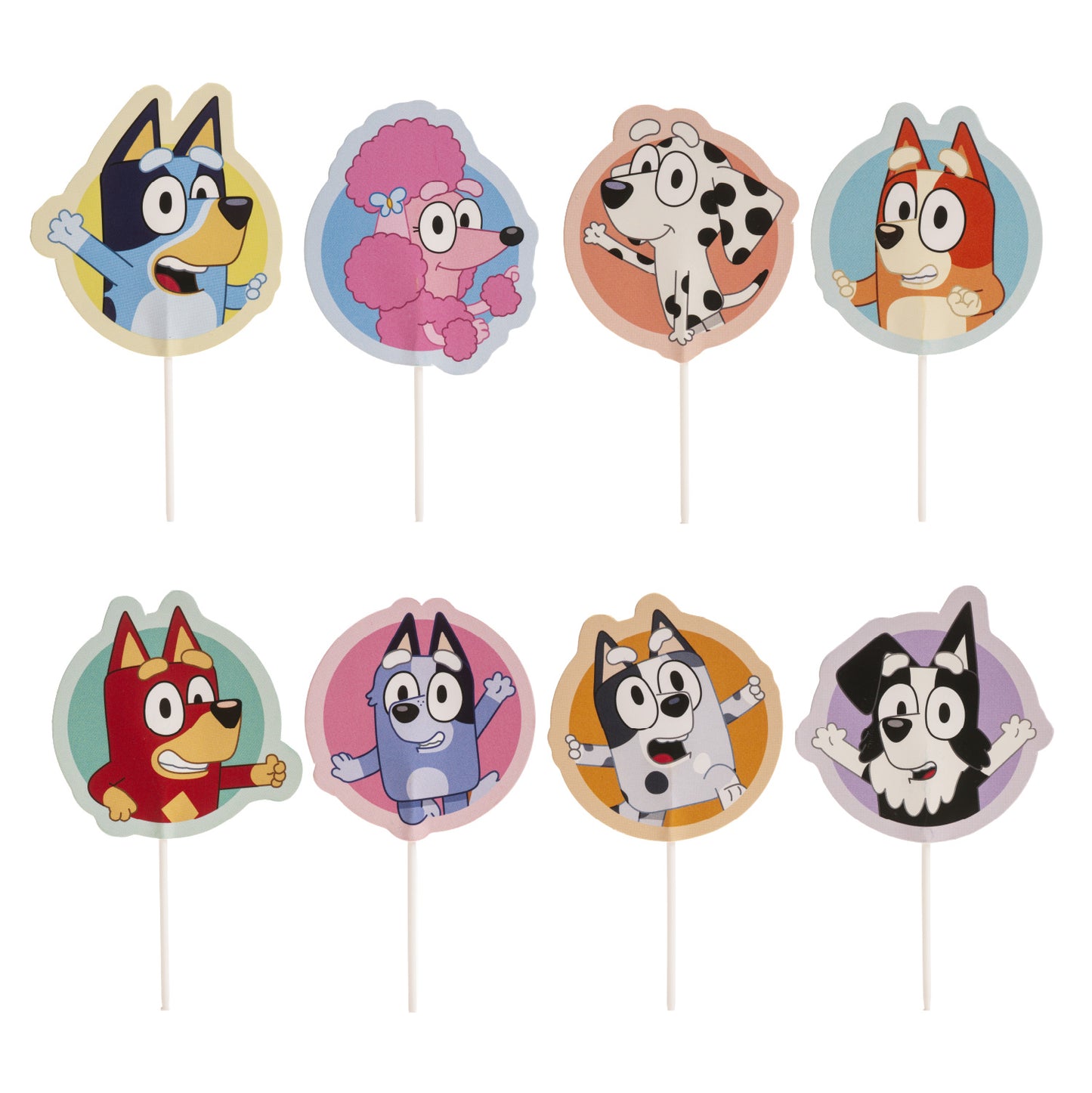 CUPCAKE TOPPERS PAPEL BLUEY Y BINGO - 16 UD