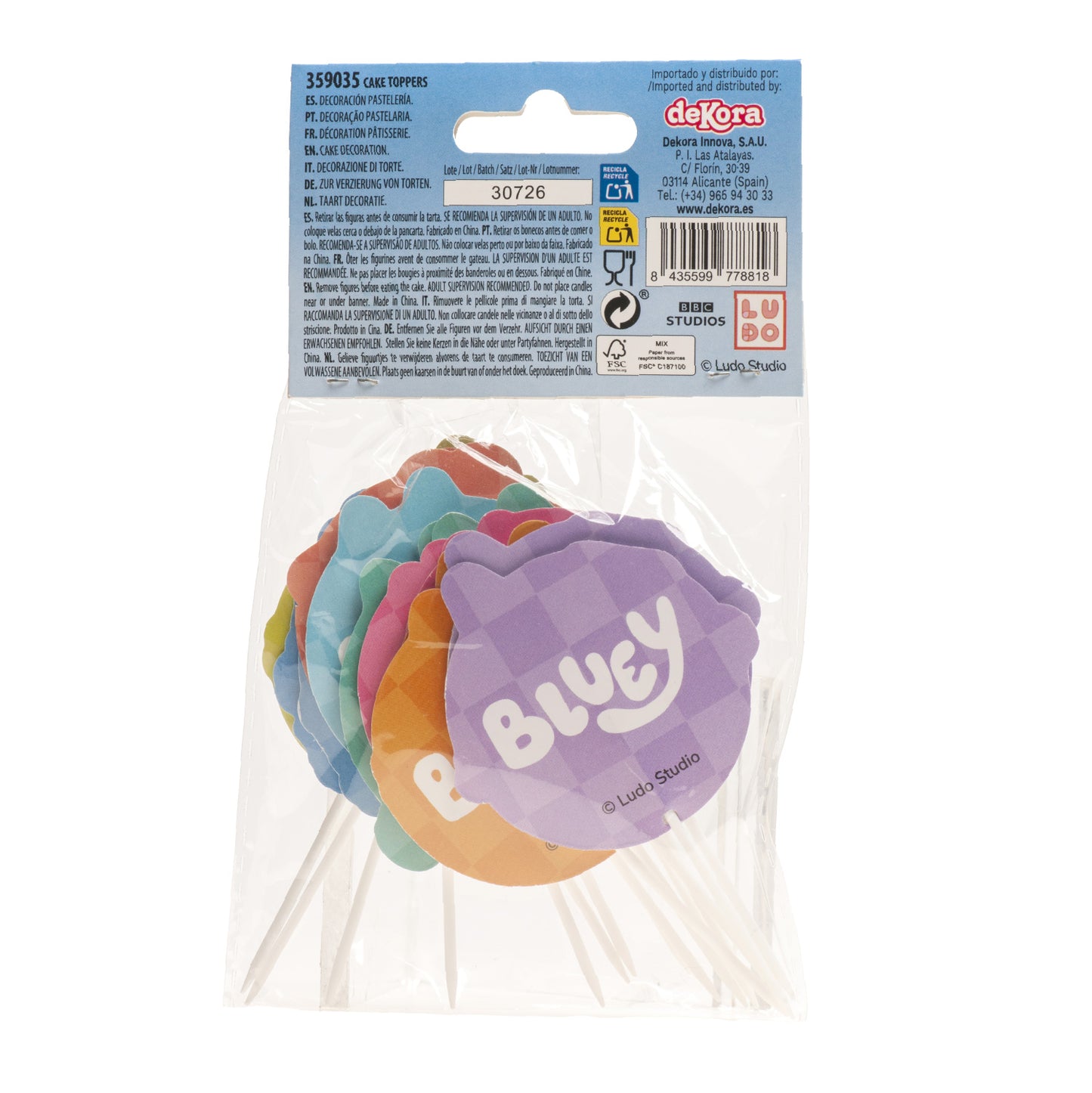 CUPCAKE TOPPERS PAPEL BLUEY Y BINGO - 16 UD