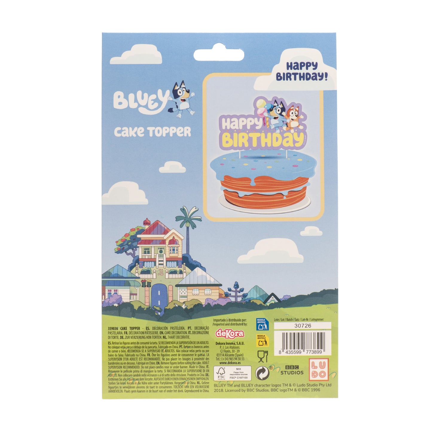 CAKE TOPPER PAPEL BLUEY Y BINGO 16,5 CM