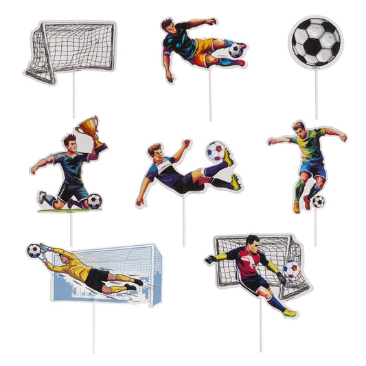 CUPCAKE TOPPERS PAPEL FÚTBOL COLOR 16 UNIDADES