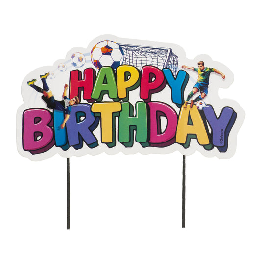 CAKE TOPPER HAPPY BIRTHDAY PAPEL FÚTBOL COLOR 17,5 CM