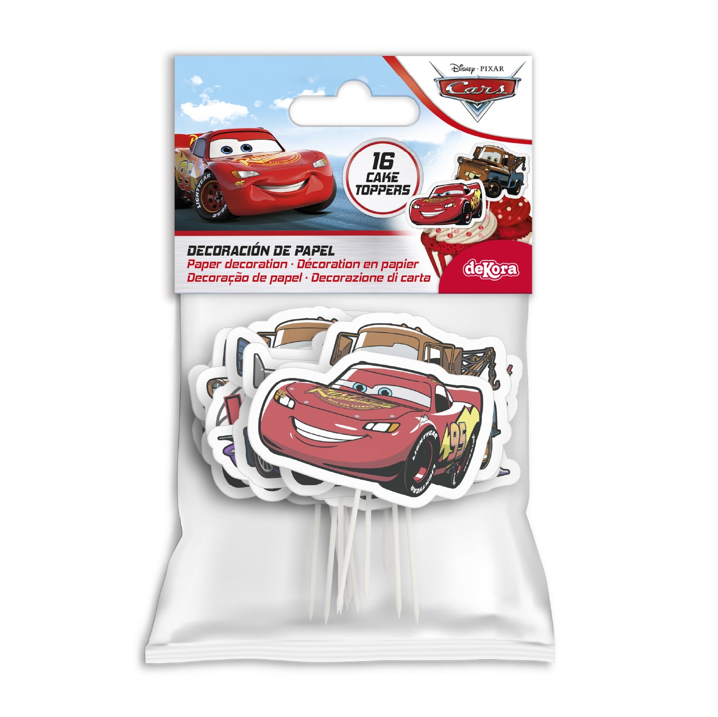 CUPCAKE TOPPERS PAPEL CARS - 16 UD