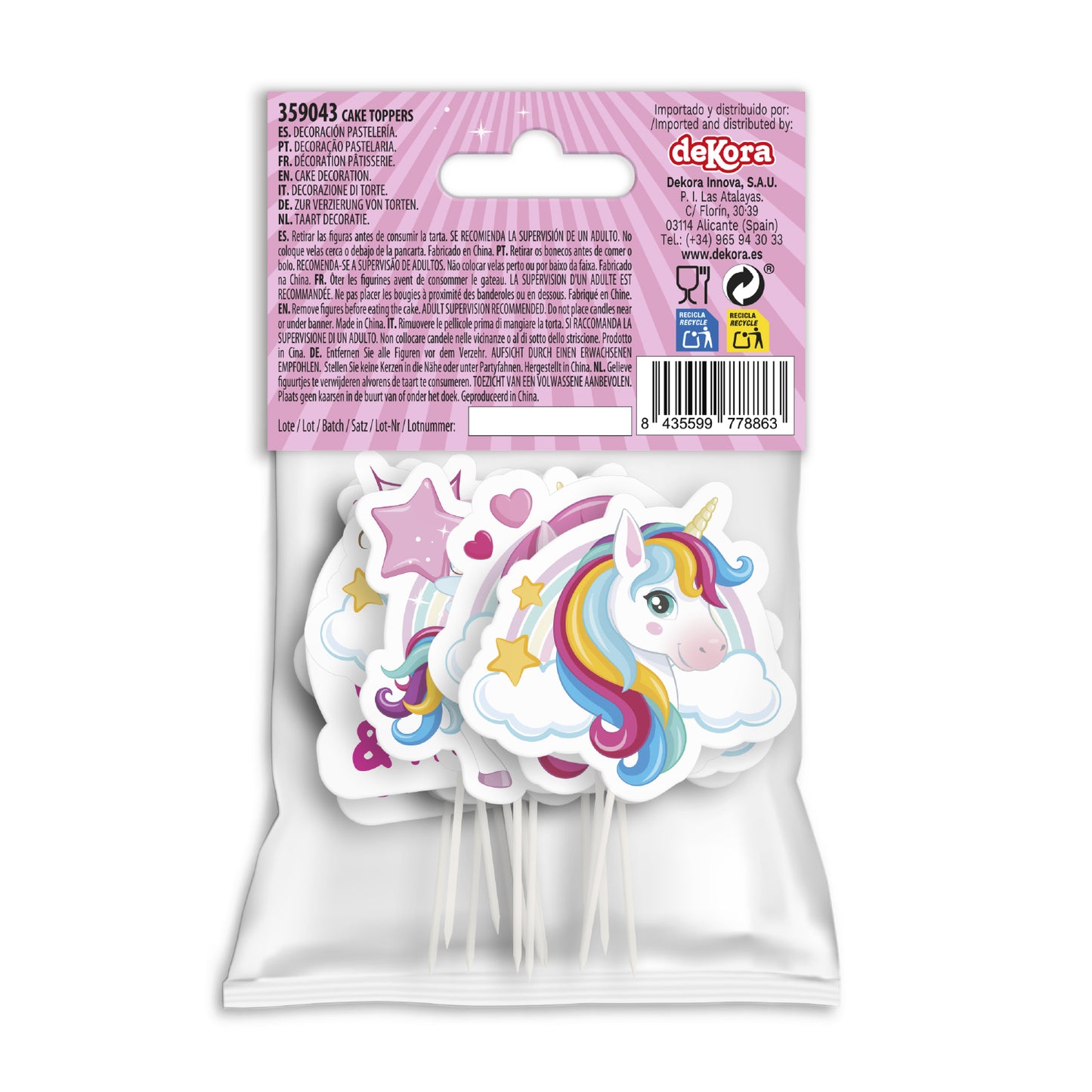CUPCAKE TOPPERS PAPEL UNICORNIO - 16 UD
