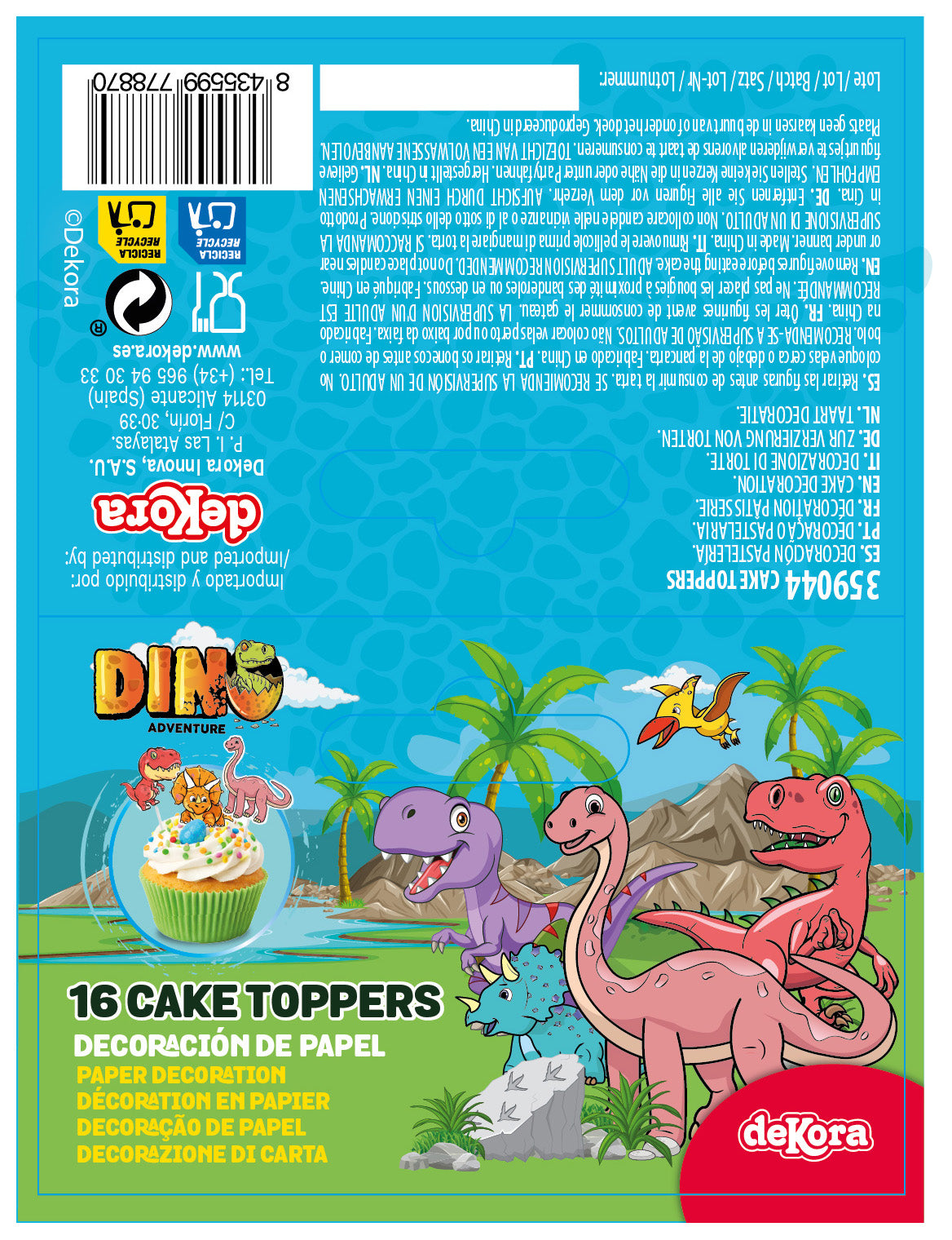 CUPCAKE TOPPERS PAPEL DINOSAURIOS - 16 UD