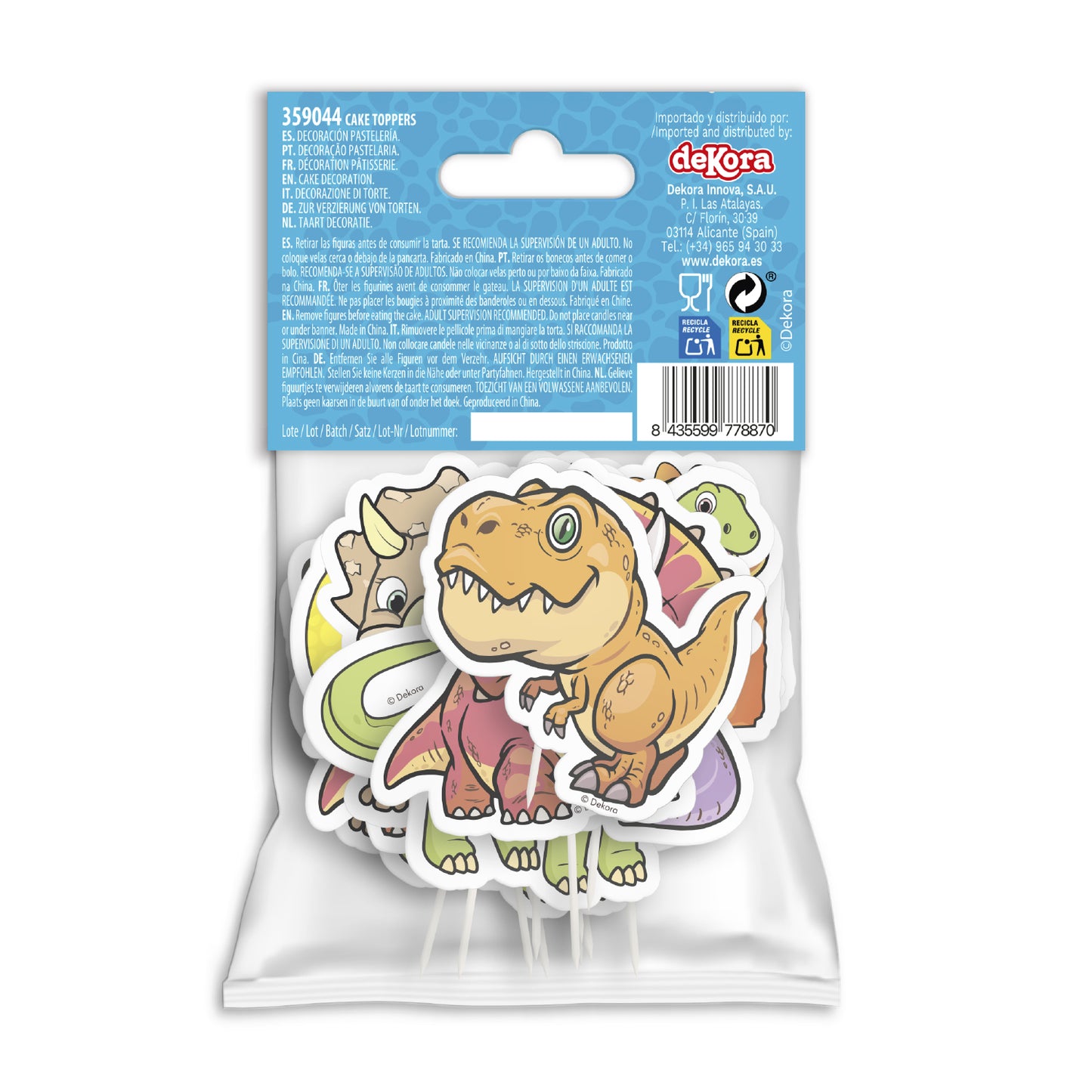 CUPCAKE TOPPERS PAPEL DINOSAURIOS - 16 UD