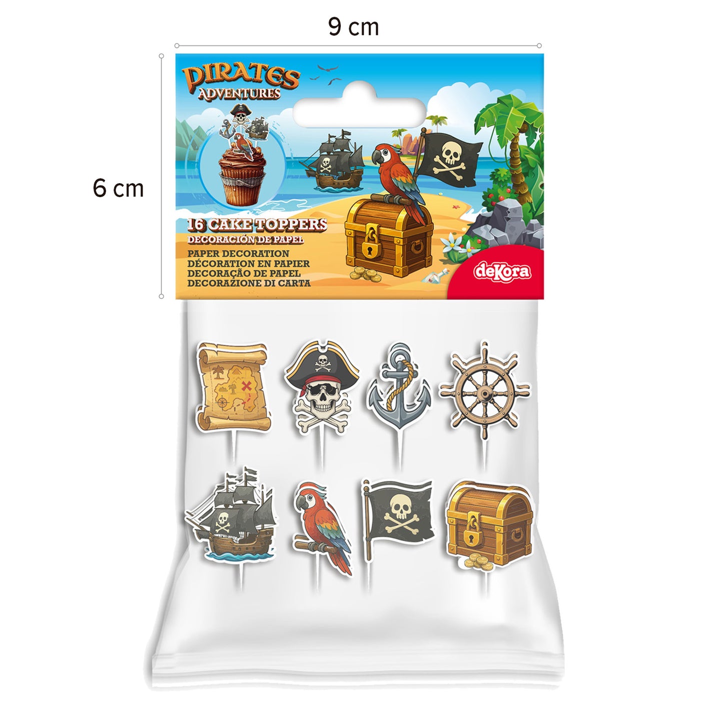 CUPCAKE TOPPERS PAPEL PIRATAS - 16 UD
