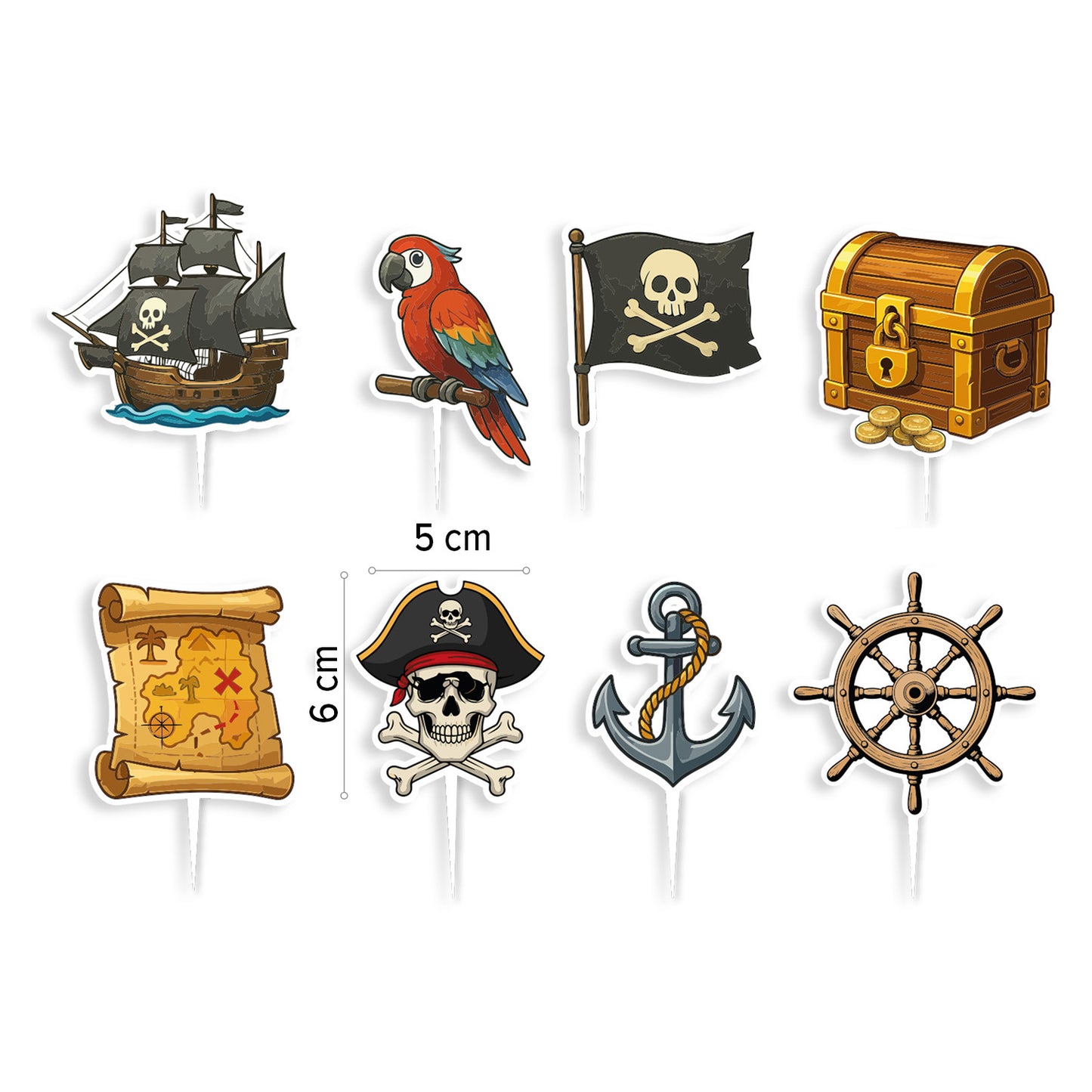 CUPCAKE TOPPERS PAPEL PIRATAS - 16 UD
