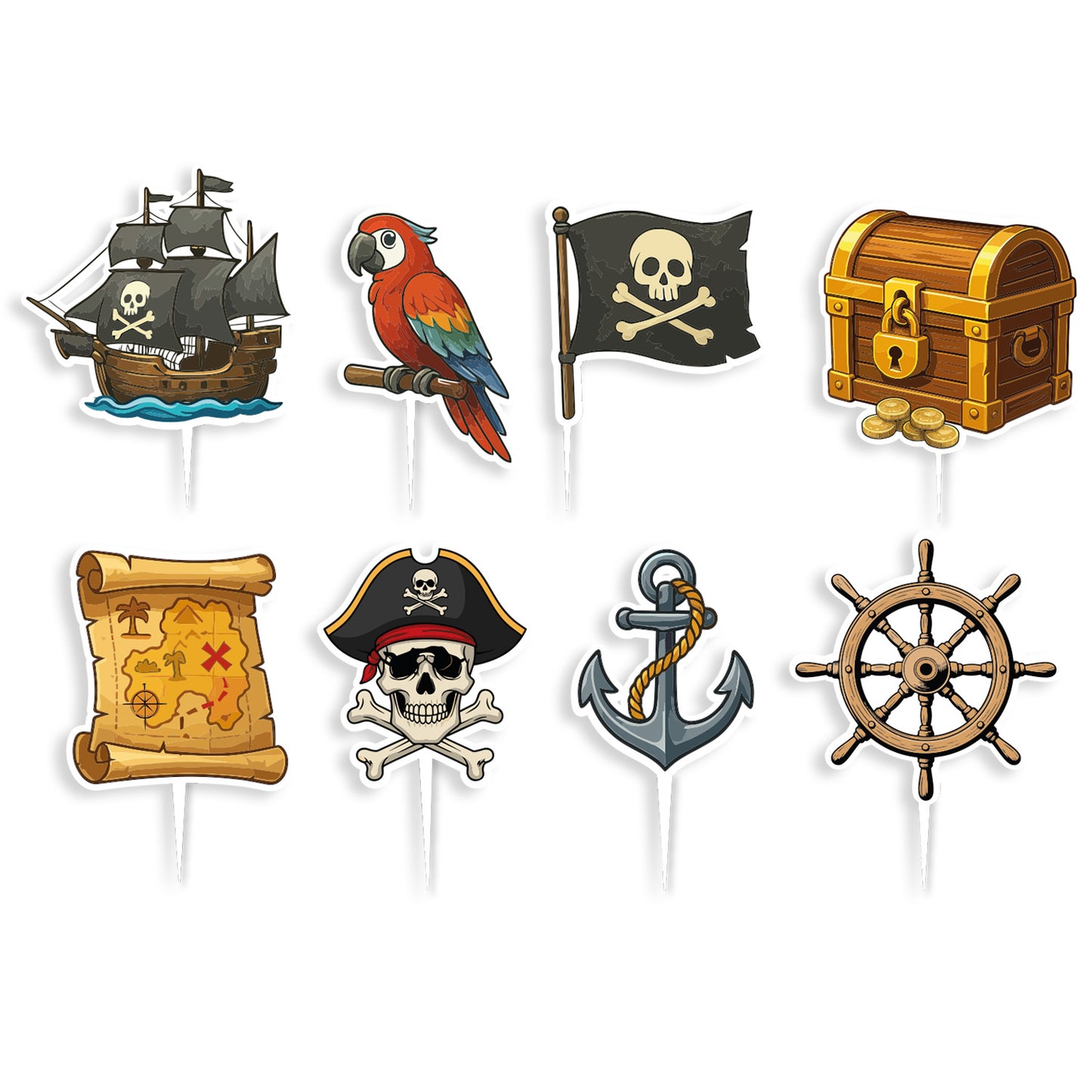 CUPCAKE TOPPERS PAPEL PIRATAS - 16 UD