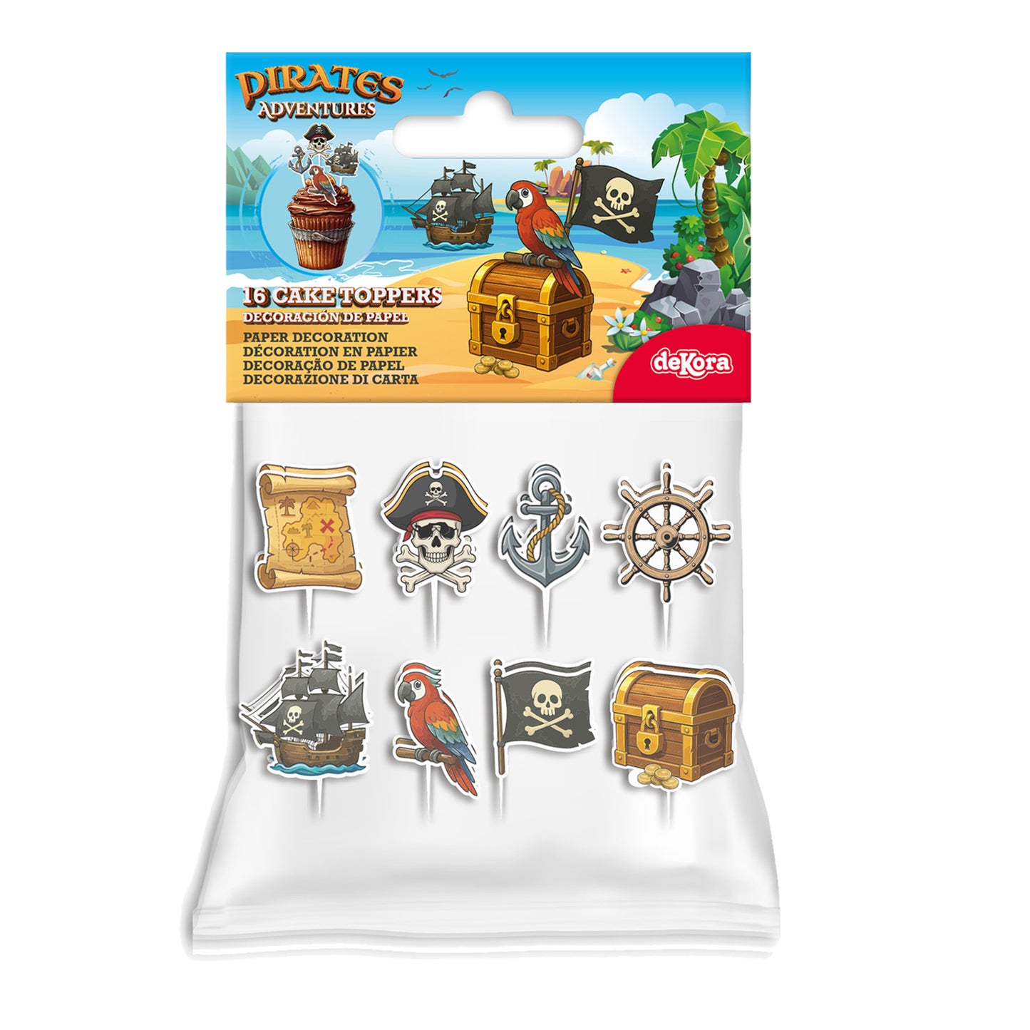 CUPCAKE TOPPERS PAPEL PIRATAS - 16 UD