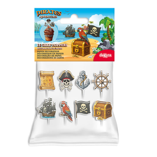 CUPCAKE TOPPERS PAPEL PIRATAS - 16 UD
