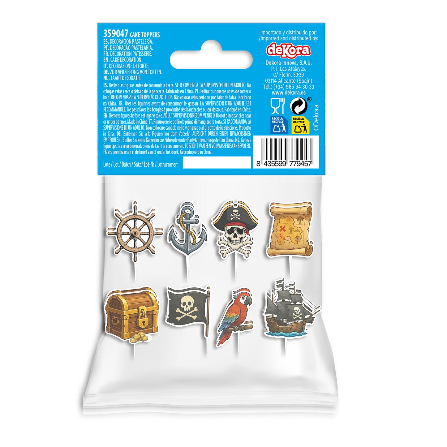 CUPCAKE TOPPERS PAPEL PIRATAS - 16 UD