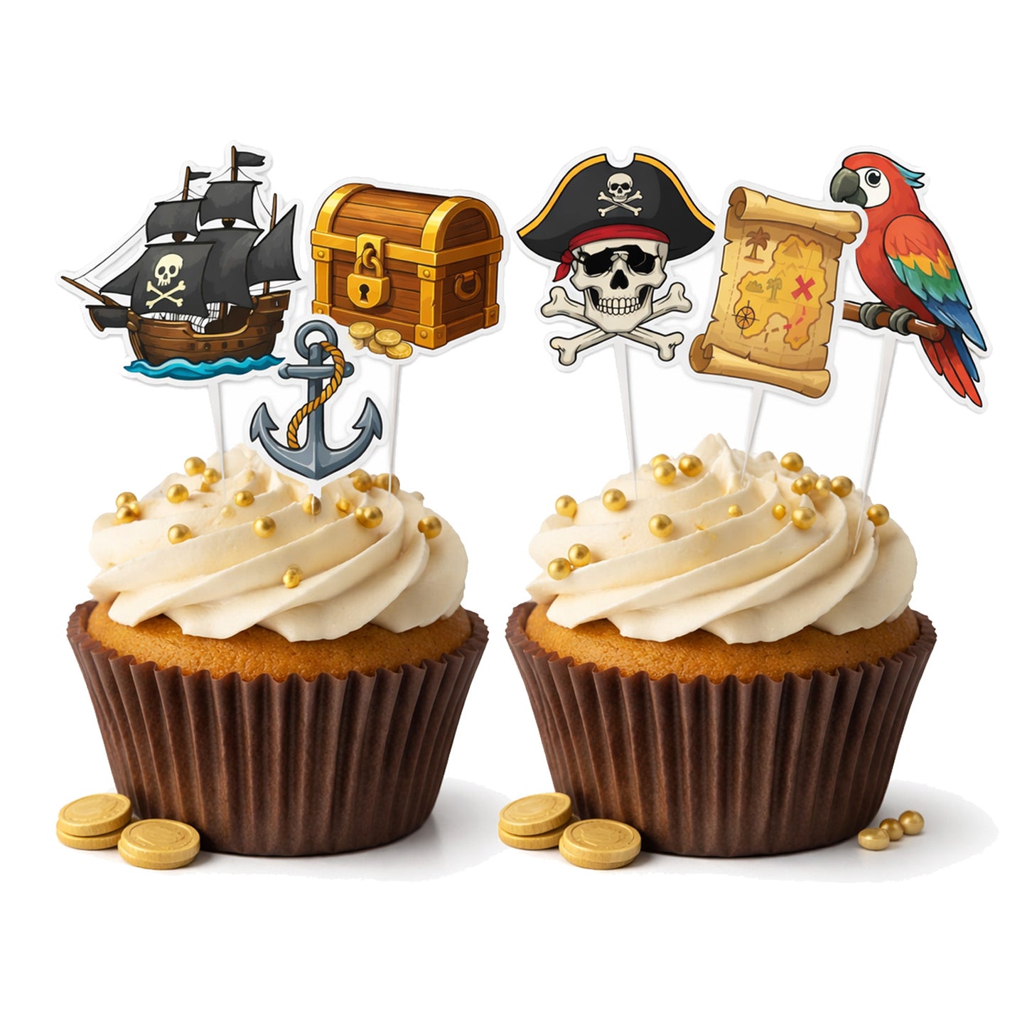 CUPCAKE TOPPERS PAPEL PIRATAS - 16 UD