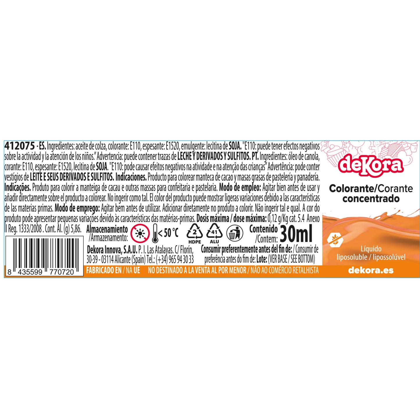 COLORANTE CONCENTRADO LIQUIDO LIPOSOLUBLE 30 ML