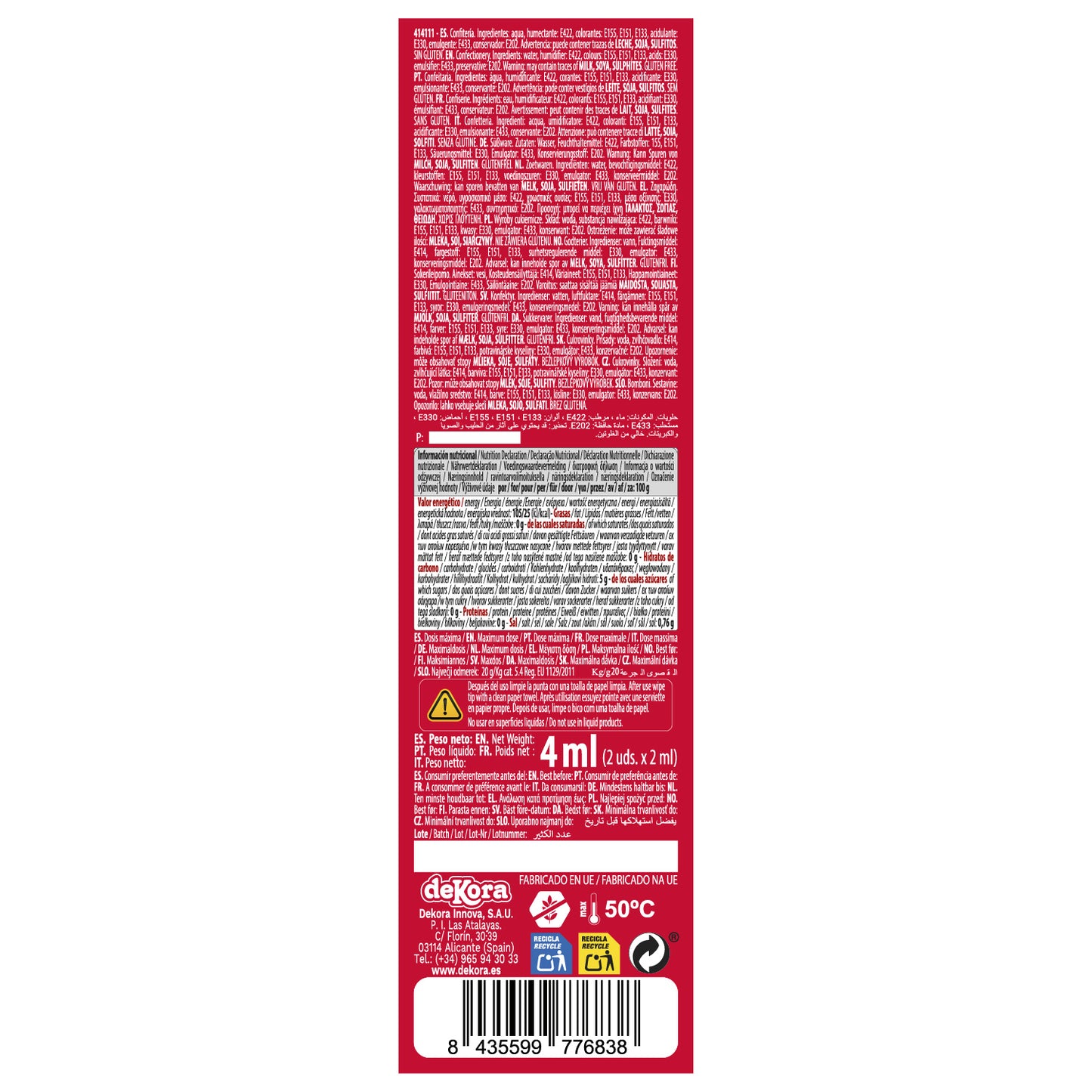 ROTULADOR COMESTIBLE NEGRO DOBLE PUNTA 2 UD