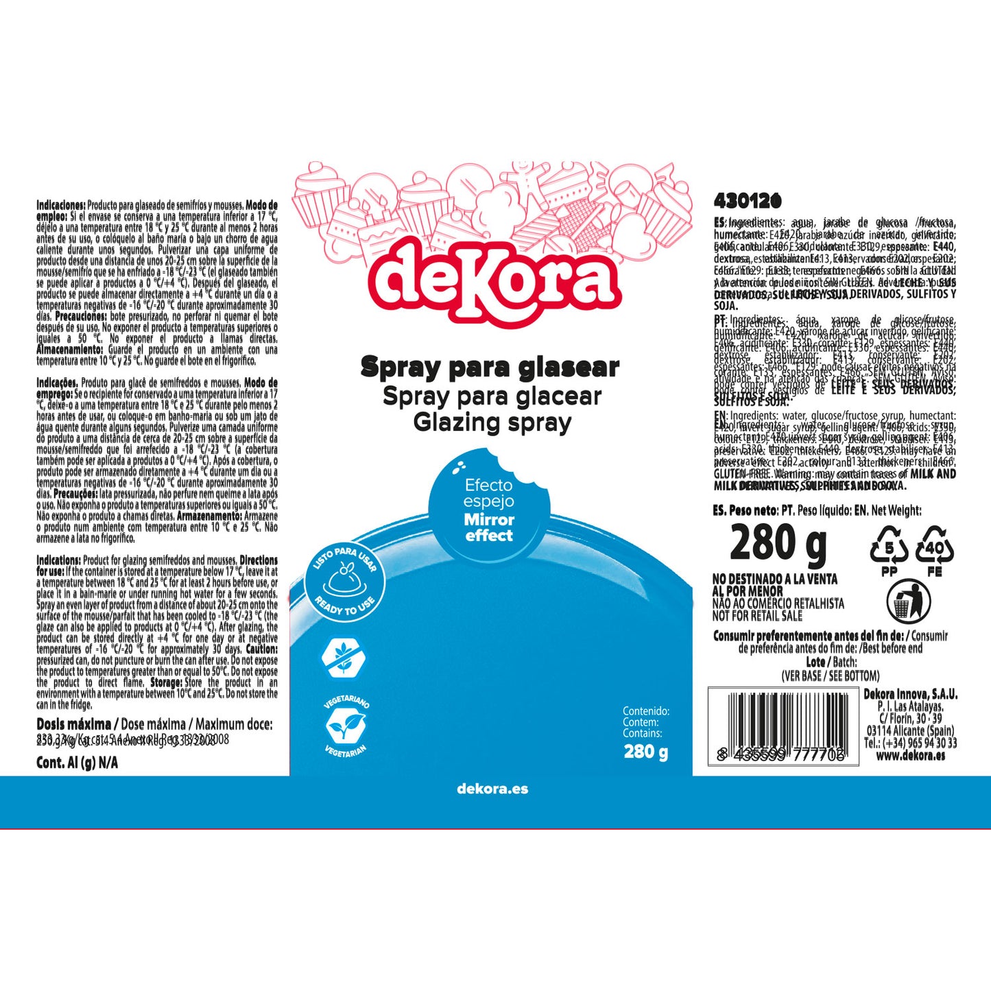 SPRAY GLAZE AZUL CON EFECTO ESPEJO 280G