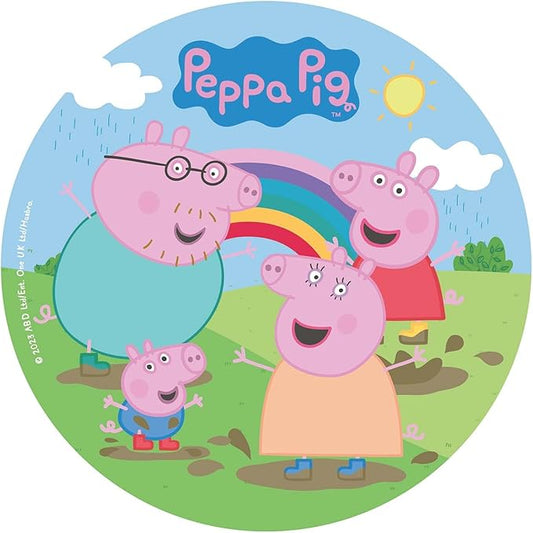 OBLEA PARA TARTAS DE PEPPA PIG REDONDA DE 20CM