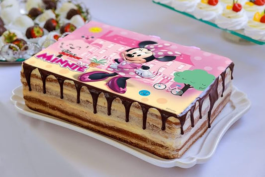 OBLEA PARA TARTAS DE MINNIE RECTANGULAR DE 15X21CM