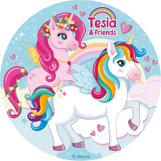 OBLEA PARA TARTAS DE UNICORNIO REDONDA DE 20CM