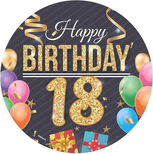 OBLEA PARA TARTAS DE 18 CUMPLEAÑOS REDONDA DE 20CM