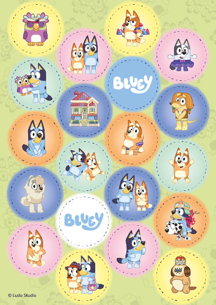 MINI DISCOS DE OBLEA DE BLUEY REDONDOS DE 3,4CM