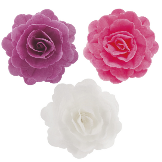 ROSAS COMESTIBLES 15 FLORES DE 7CM DE COLORES SURTIDOS