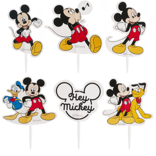 CAKE TOPPERS PAPEL MICKEY MOUSE 6 MODELOS 30 UNIDADES