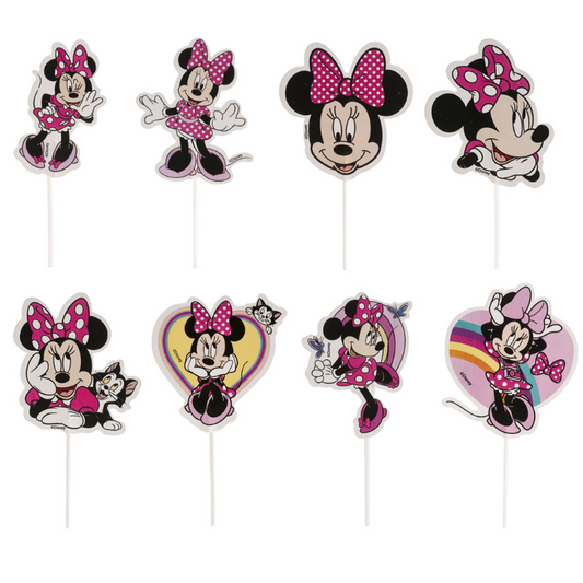 CAKE TOPPERS PAPEL MINNIE MOUSE 8 MODELOS 16 UNIDADES