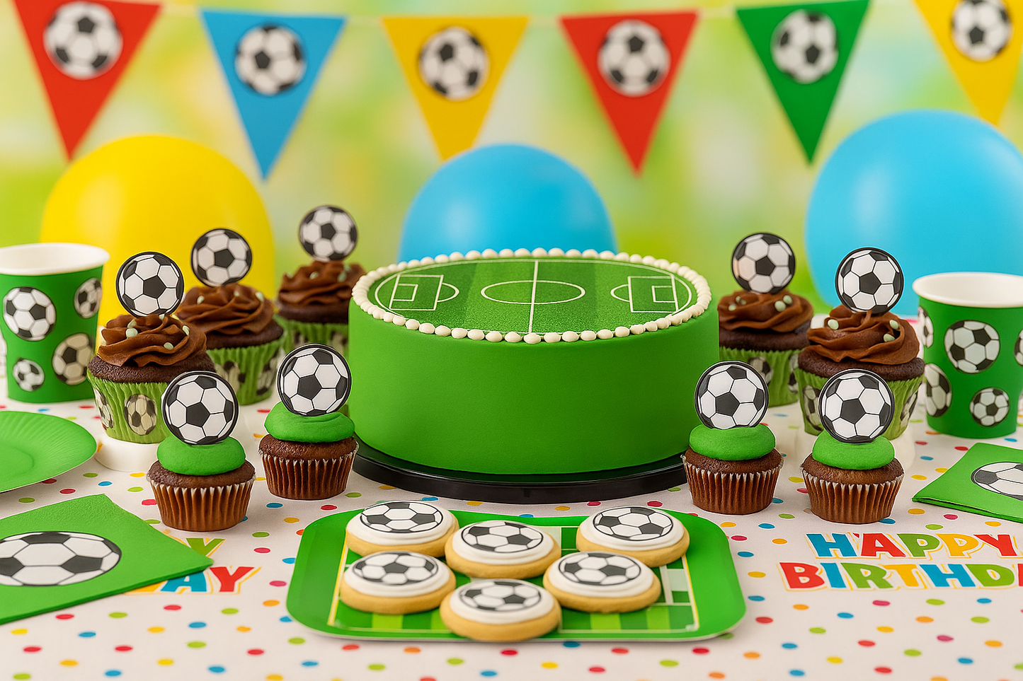 MINI DISCOS PARA CUPCAKES DE OBLEA DE BALONES FÚTBOL DE 3,4CM - PACK 2