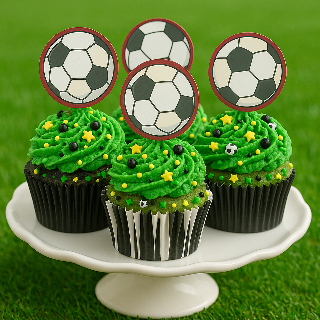 MINI DISCOS PARA CUPCAKES DE OBLEA DE BALONES FÚTBOL DE 3,4CM - PACK 2